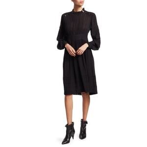 Isabel Marant Etoile Odea Fit & Flare Black Long Sleeve Knee Length Dress NWT